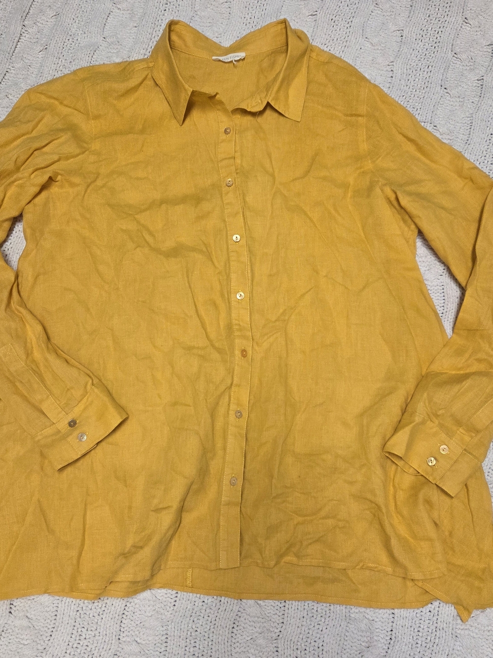 Eileen Fisher Golden Yellow Linen Button-Up Shirt